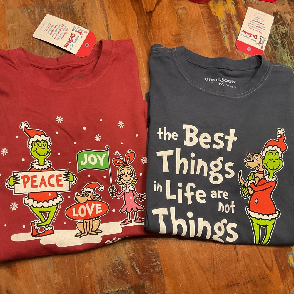 Two NWT Grinch Life is Good Tees